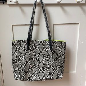 Vegan leather snakeskin print tote